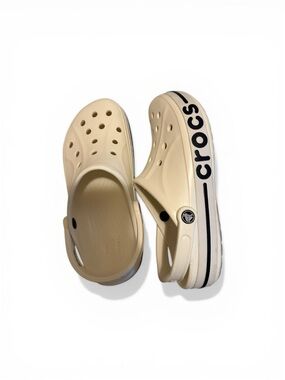 CROCS  Men’s White Clog with Black Logo Stripe